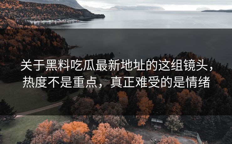 关于黑料吃瓜最新地址的这组镜头，热度不是重点，真正难受的是情绪