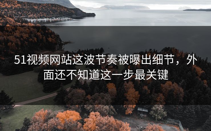 51视频网站这波节奏被曝出细节，外面还不知道这一步最关键
