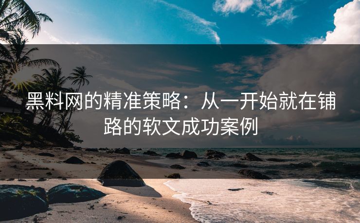 黑料网的精准策略:从一开始就在铺路的软文成功案例 黑料网的精准策略:从一开始就在铺路的软文成功案例