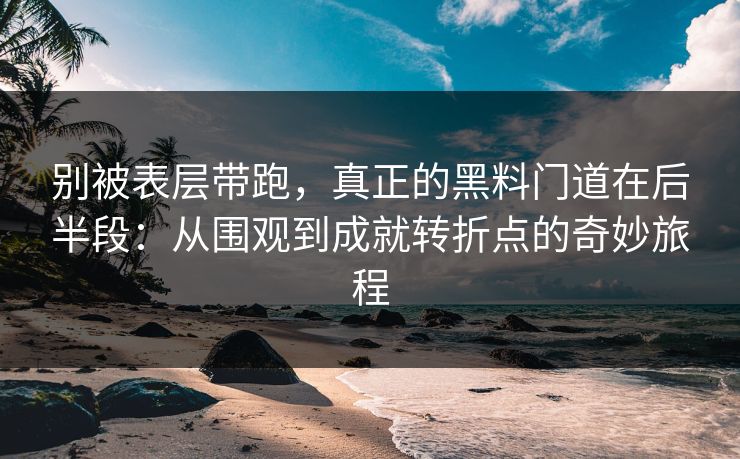 别被表层带跑，真正的黑料门道在后半段：从围观到成就转折点的奇妙旅程